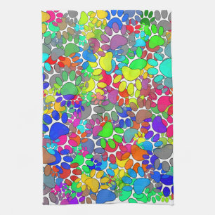 Lots Of Dog Paw Prints Tea Towel