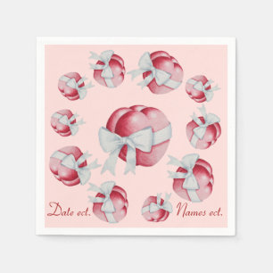 lots of hearts and bows red and pink napkin