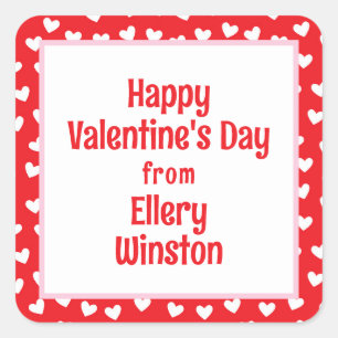 Lots of Hearts Classroom Valentine's Day Square Sticker