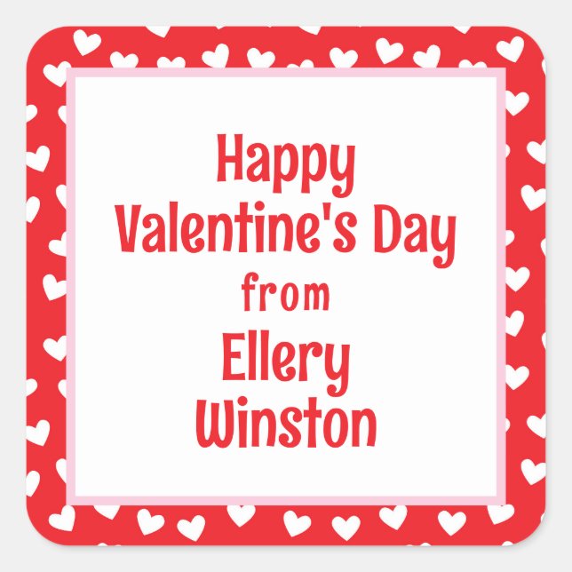 Lots of Hearts Classroom Valentine's Day Square Sticker (Front)