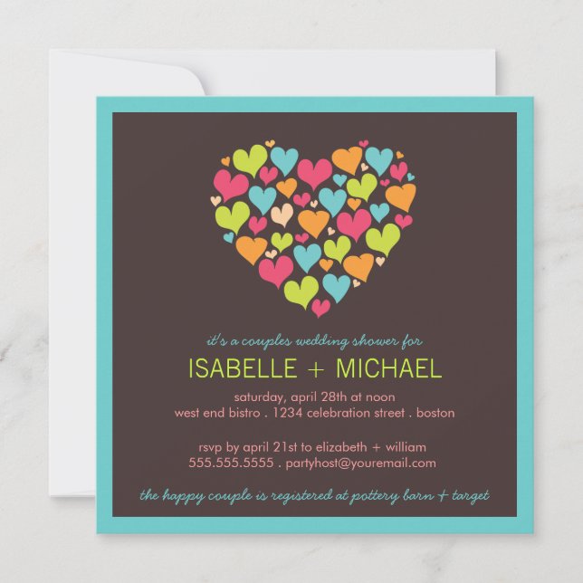 Lots of Hearts Couples Wedding Shower Invitation (Front)