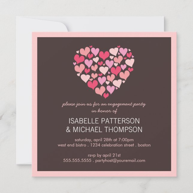 Lots of Hearts Love Engagement Party Invitation (Front)