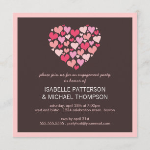 Lots of Hearts Love Engagement Party Invitation
