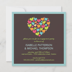 Lots of Hearts Love Engagement Party Invitation