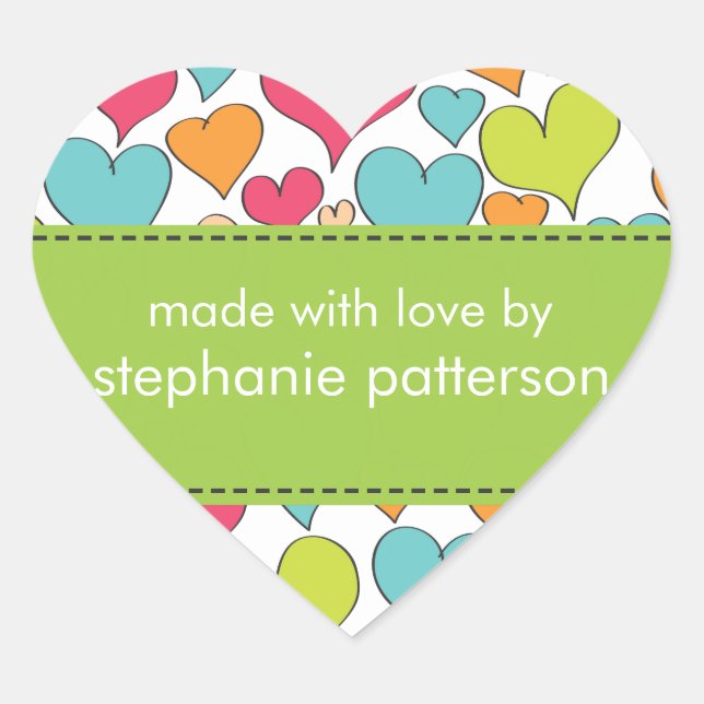 Lots of Hearts Made with Love By Sticker (Front)