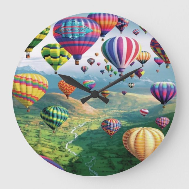 Lots of Hot Air Balloons Round Large Wall Clock (Front)