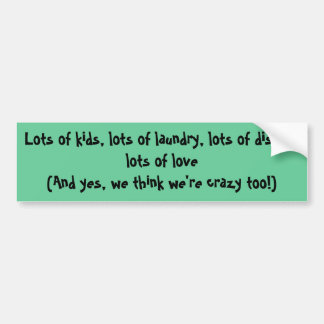Lots of kids, lots of laundry, lots of dishes, ... bumper sticker
