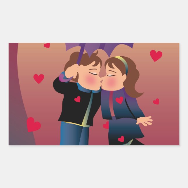 Lots of Kisses Rectangular Sticker (Front)