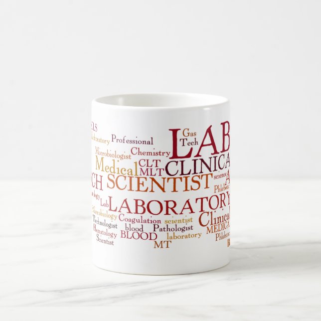 LOTS OF LABORATORY SCIENTIST WORDS COFFEE MUG (Center)