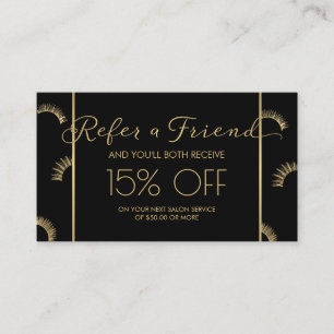 Lots of Lashes Lash Salon Black/Gold Referral Card