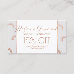 Lots of Lashes Lash Salon Grey/Rose Gold Referral Card