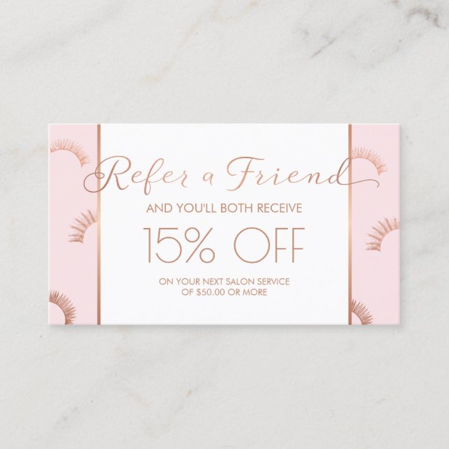 Lots of Lashes Lash Salon Pink/Rose Gold Referral (Front)