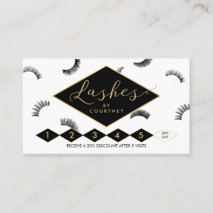 Lots of Lashes Lash Salon White/Black/Gold Loyalty Card