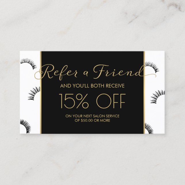 Lots of Lashes Lash Salon White/Black Referral Card (Front)
