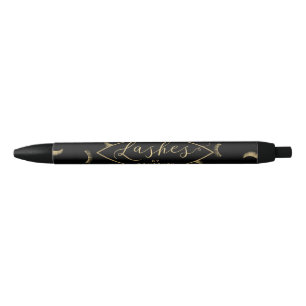 Lots of Lashes Pattern Black/Gold Personalised Black Ink Pen