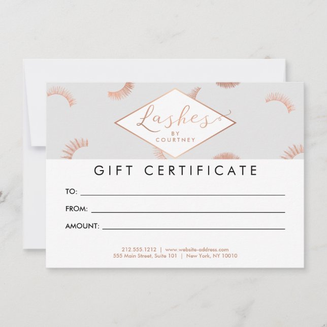 Lots of Lashes Pattern Grey/Rose Gold Gift Card (Front)