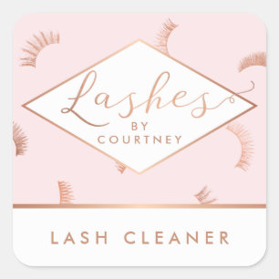 Lots of Lashes Pattern Lash Salon Pink/Rose Gold Square Sticker