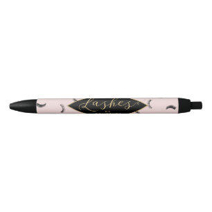 Lots of Lashes Pattern Pink/Black Personalised Black Ink Pen