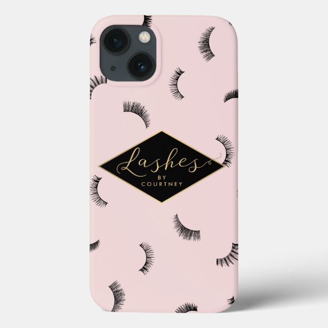 Lots of Lashes Pattern Pink/Black Personalised Case-Mate iPhone Case (Back)
