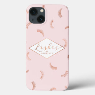 Lots of Lashes Pattern Pink/Rose Gold Personalised iPhone 13 Case