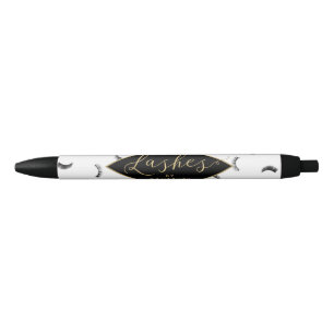 Lots of Lashes Pattern White/Black Personalised Black Ink Pen