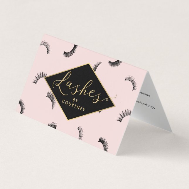 Lots of Lashes Salon Pink/Black Aftercare Business Card (Front)