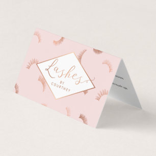 Lots of Lashes Salon Pink/Rose Gold Aftercare Business Card