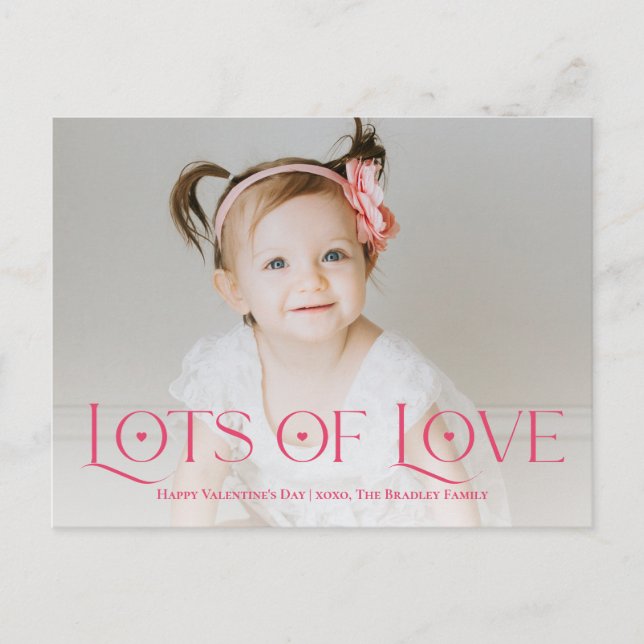 Lots of Love Editable Colour Valentine's Postcard (Front)