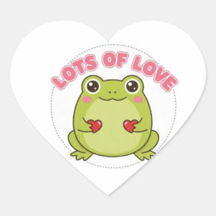 Lots Of Love Frog Sticker Cute Frog Holding Hearts