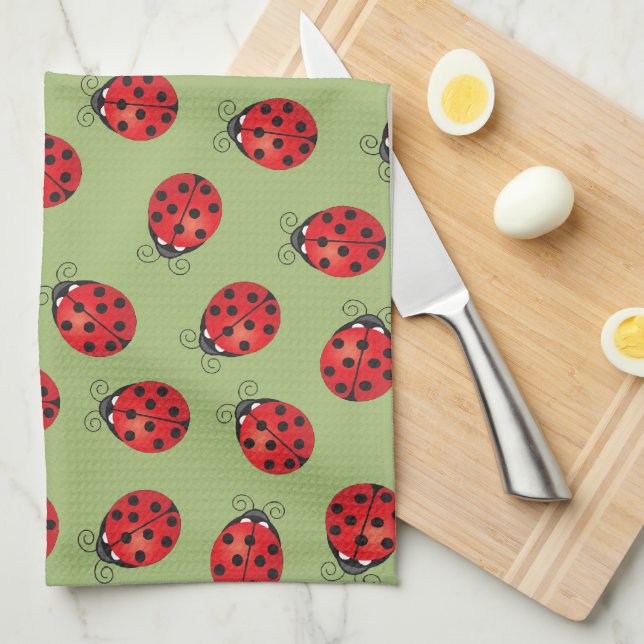 Lots of Lucky Ladybugs Tea Towel (Quarter Fold)