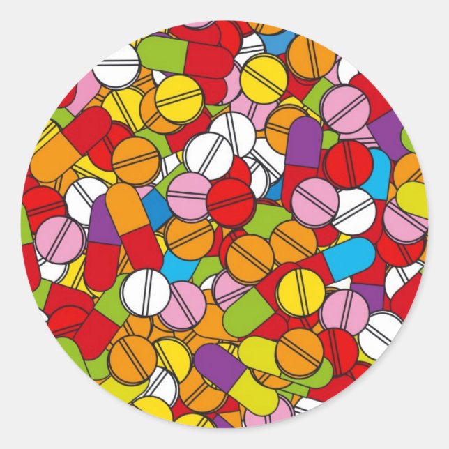 Lots of Pills Classic Round Sticker (Front)