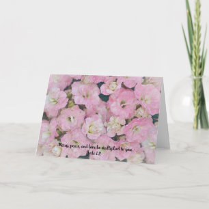 Lots of Pink Flowers Love Bible Verse Card