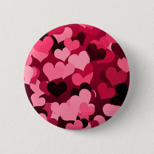 Lots of Pink Hearts, Cute Love Pattern 6 Cm Round Badge
