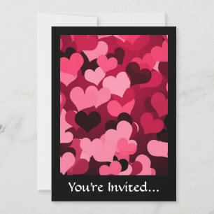 Lots of Pink Hearts, Cute Love Pattern Invitation