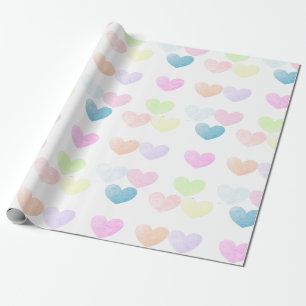Lots of Pretty Little Pastel Watercolor Hearts Wrapping Paper