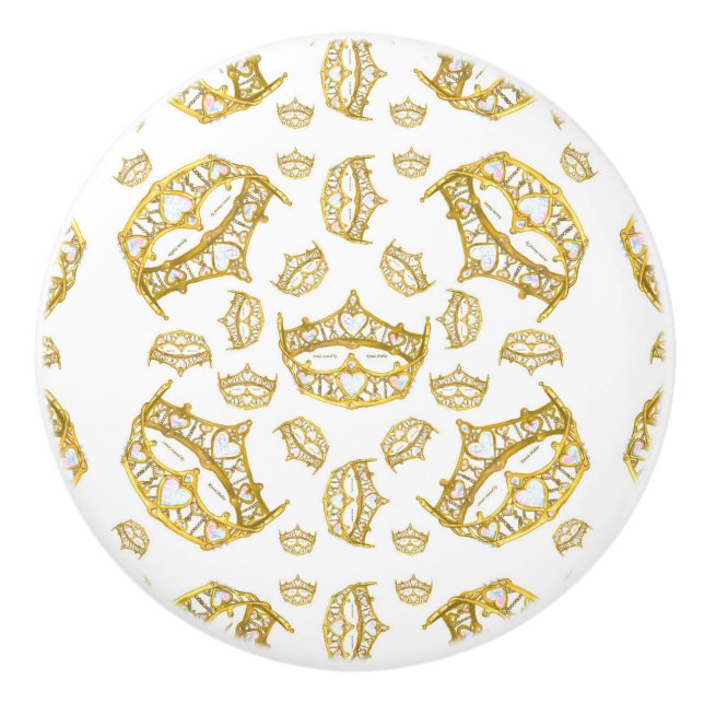 Lots of Queen of Hearts gold crown tiara knob (Front)
