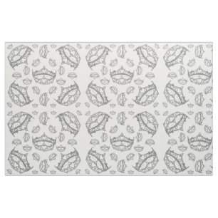 Lots of Queen of Hearts silver crowns tiaras Fabric