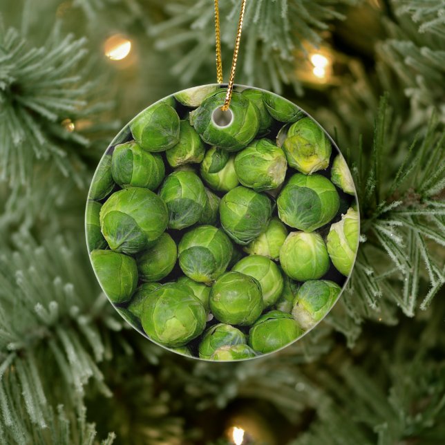 Lots of Raw Brussels Sprouts Ceramic Tree Decoration (Tree)