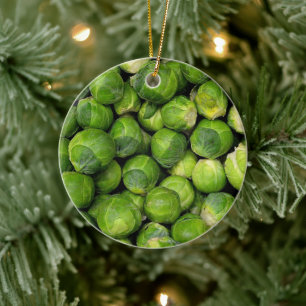 Lots of Raw Brussels Sprouts Ceramic Tree Decoration