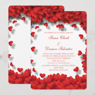Lots Of Red Hearts Valentine's Wedding Day Invitation
