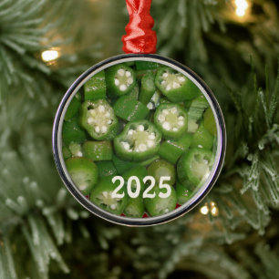 Lots of Sliced Cooked Okra Ornament