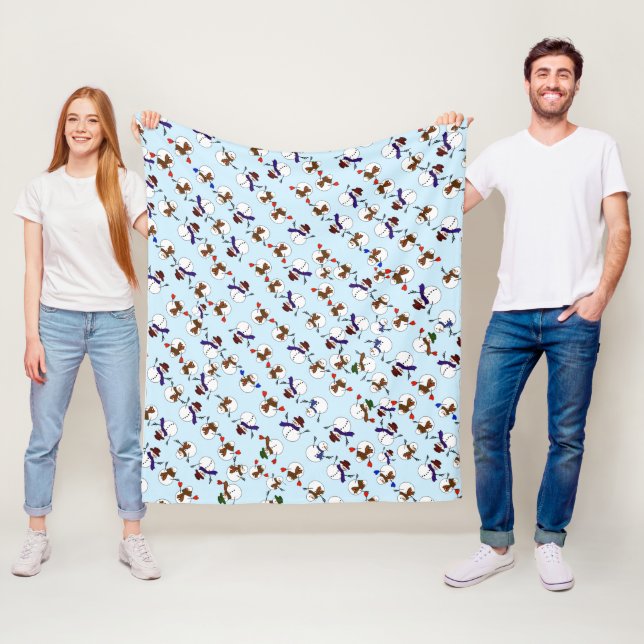 Lots of Snowmen Christmas Fleece Blanket (In Situ)