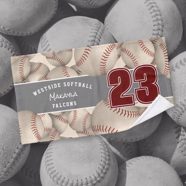 Lots of softballs athlete name custom colours hand towel (Creator Uploaded)
