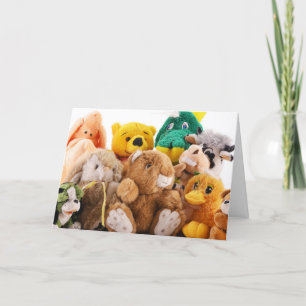 LOTS OF STUFFED ANIMALS SAY HAPPY BIRTHDAY CARD