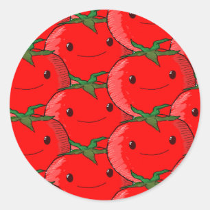 Lots of Tomato Cute Pattern Drawing Classic Round Sticker