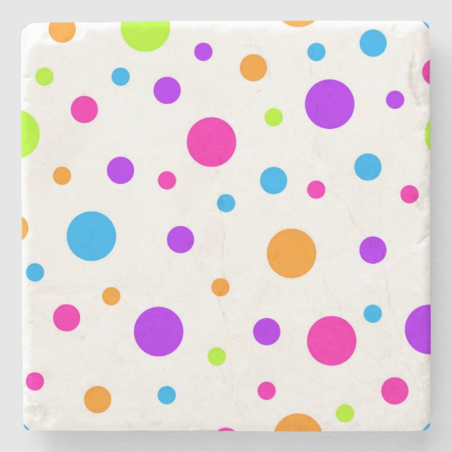 Lots of Very Colourful Circles Stone Coaster (Front)