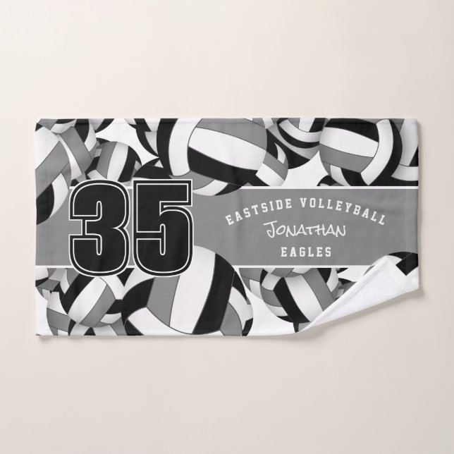 Lots of volleyballs athletic team gifts black grey hand towel (Hand Towel)