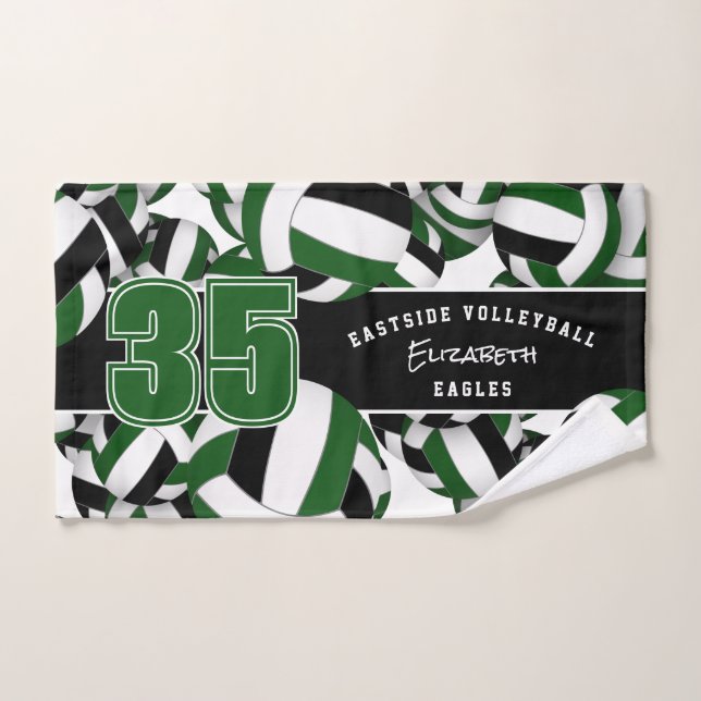 Lots of volleyballs sports team gifts green black hand towel (Hand Towel)
