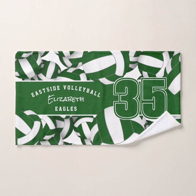 Lots of volleyballs team spirit gifts green white hand towel (Hand Towel)