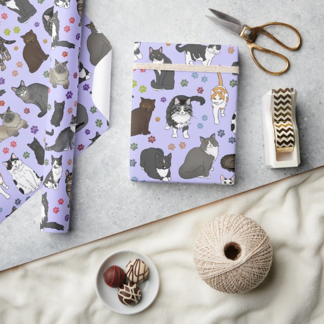 Lotsa Cats purple roll of Wrapping Paper (Crafts)